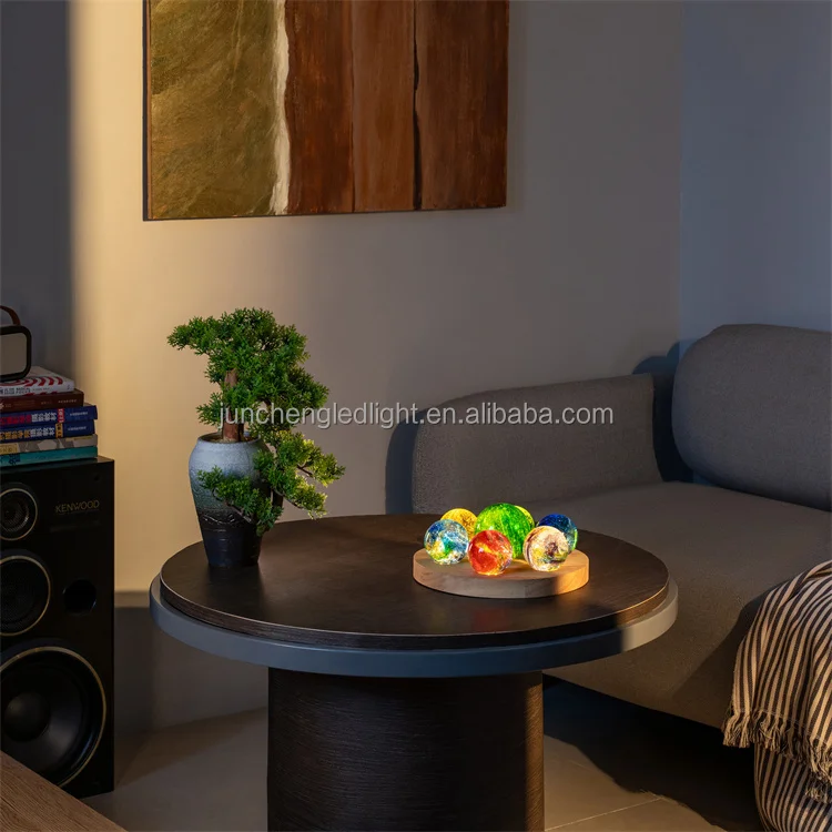 led night light 3d crystal ball colorful glass beads