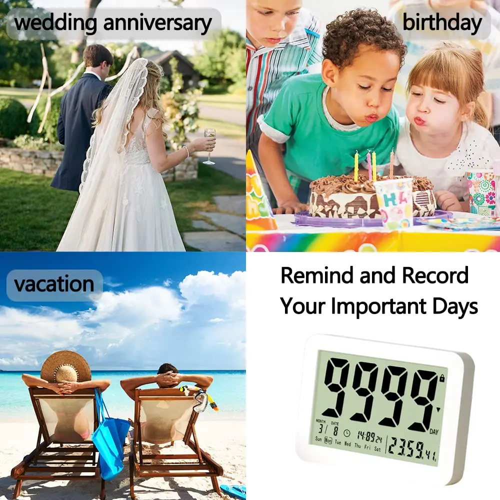 Electronic Countdown Timer Large Screen Digital Countdown 9999-Days Timer Magnetic Classroom Timer