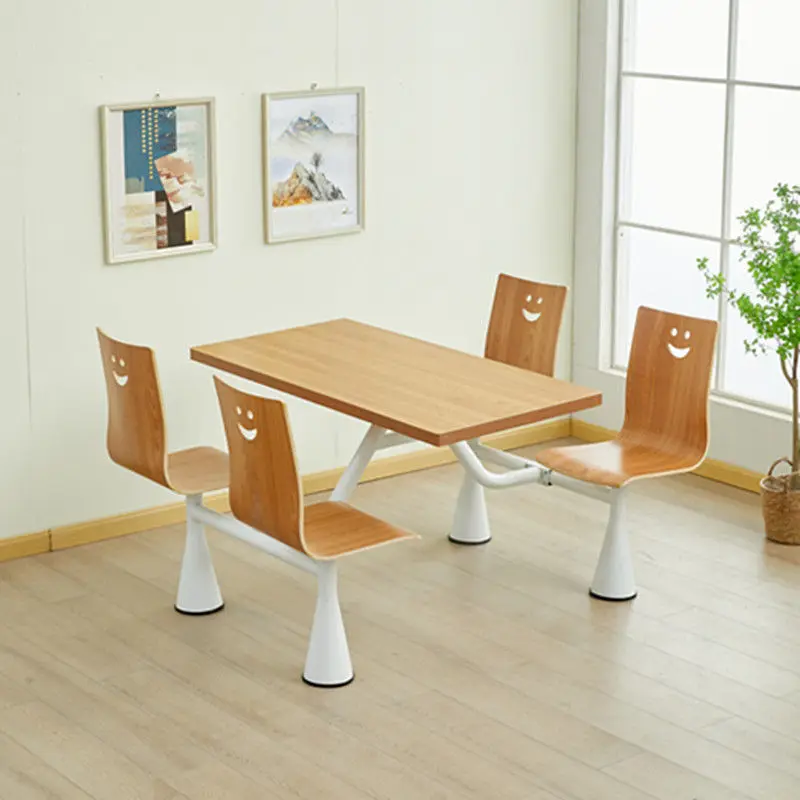 Factory Wholesale Canteen Table with 4 People Seater Panel Sheet Plywood Chair for Cafeteria Table Set with Chairs
