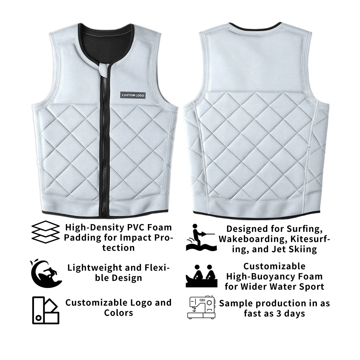성인용 커스텀 웨이크보드 충격 보호 라이프 베스트 남성 여성 수영용 라이프자켓 EPE 폼 보트 타기, 래프팅 PFD 네오프렌 라이프 자켓