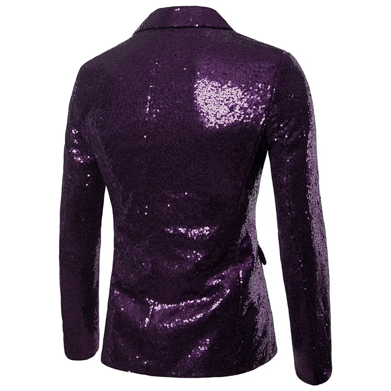 Men's Sequinned Blazer Coat Shiny Gold Performance Evening Jacket_voghion.com