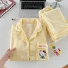 50318 set in velluto giallo a quadri con cardigan e pantaloni