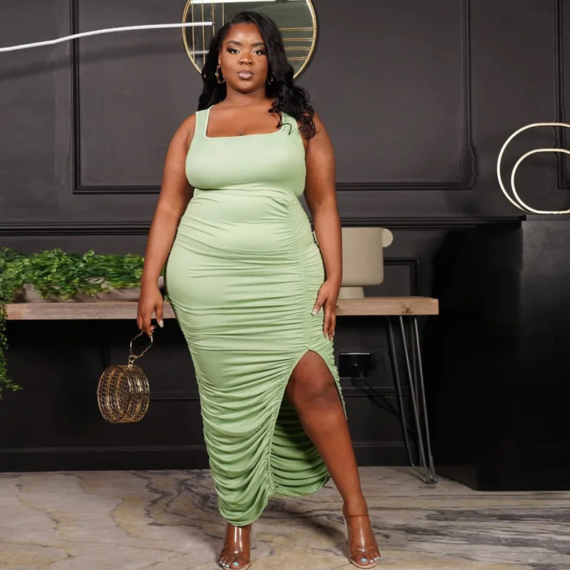 chinese dress ladies PLUS SIZE SLEEVELESS OPEN BACK BODYCON DETAILED MAXI DRESS   Wholesalefashiontrends.com
