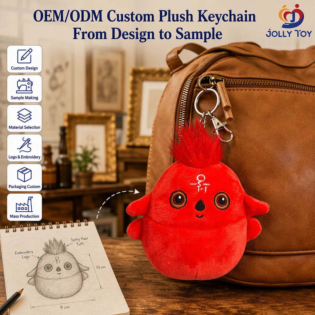 Fornecedor de Chaveiros OEM/ODM – Pingente para Bolsa de 10 cm com Pontas Espinhosas, Logotipo Bordado, Argola Metálica, Chaveiros de Pelúcia para Exibição Promocional de Marca