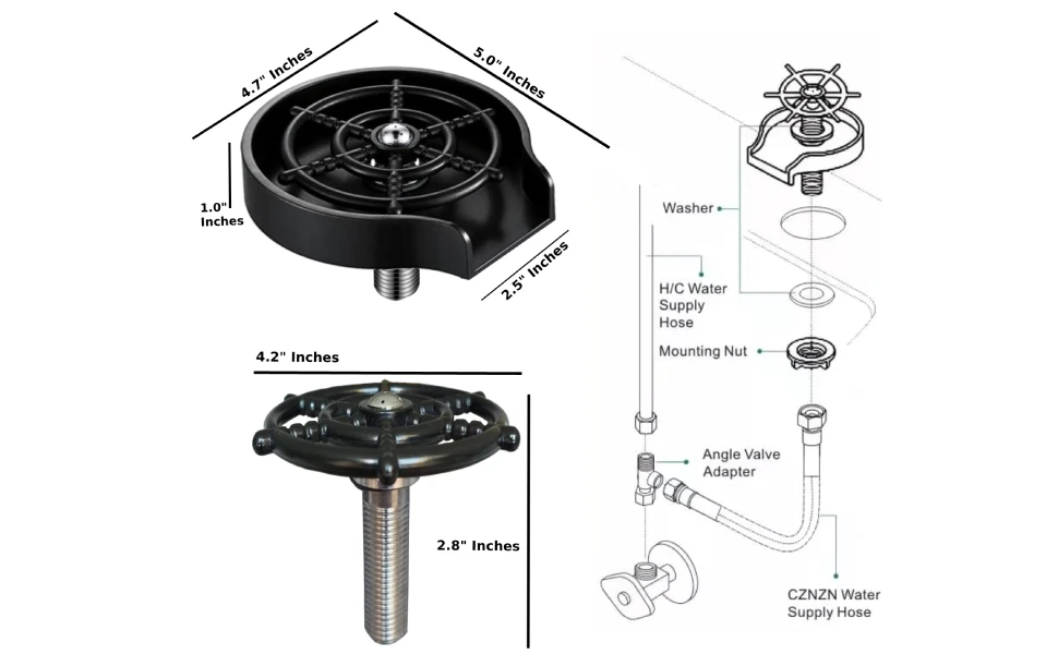 Black Plastic Chassis Cup Cleaner Baby Bottle Rinser Glass Rinser Cup