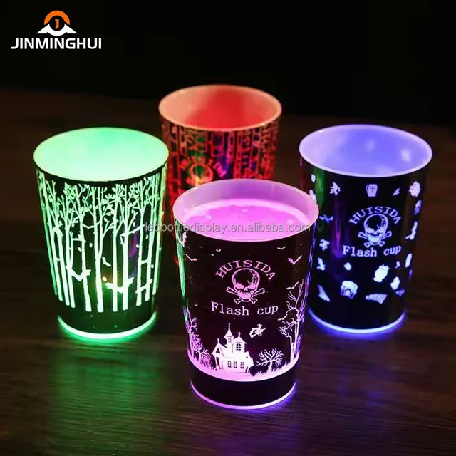 Top Sell Multiple Colors Custom Logo Light 350ML 420ML Nightclub Food Grade Fully Waterproof Led Glowing Plastic Cup For Party