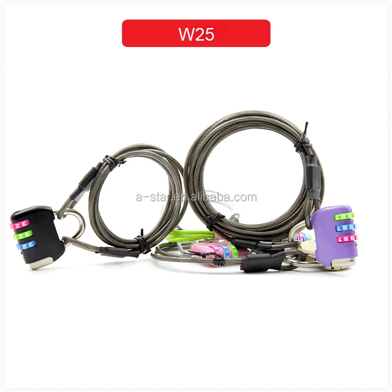 Luggage high carbon pvc steel wire hose lock safety rope lanyard cable anti theft Security Wire cables