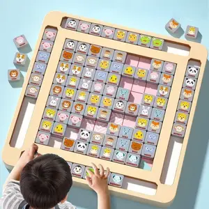 Superzzle Battle Game Toddler Educational Brain Training Puzzle Match Toy Montessori Supperzzle Enhancing Focus for Ages Wood