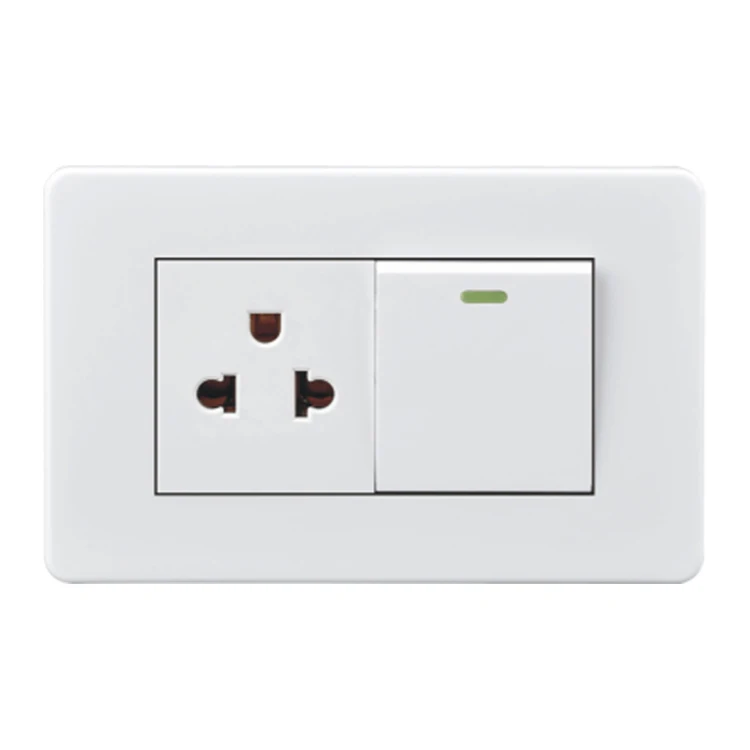 New Arrival 1 Gang 3 Pin Socket Light Switch and American Type Wall Light Switch Socket