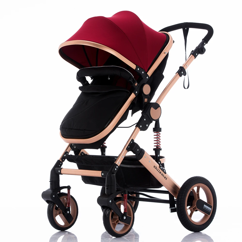 Compact Lightweight Foldable Baby Stroller Linen Material EVA Wheels Safety Features Leather Handrail Newborn Infants Toddlers