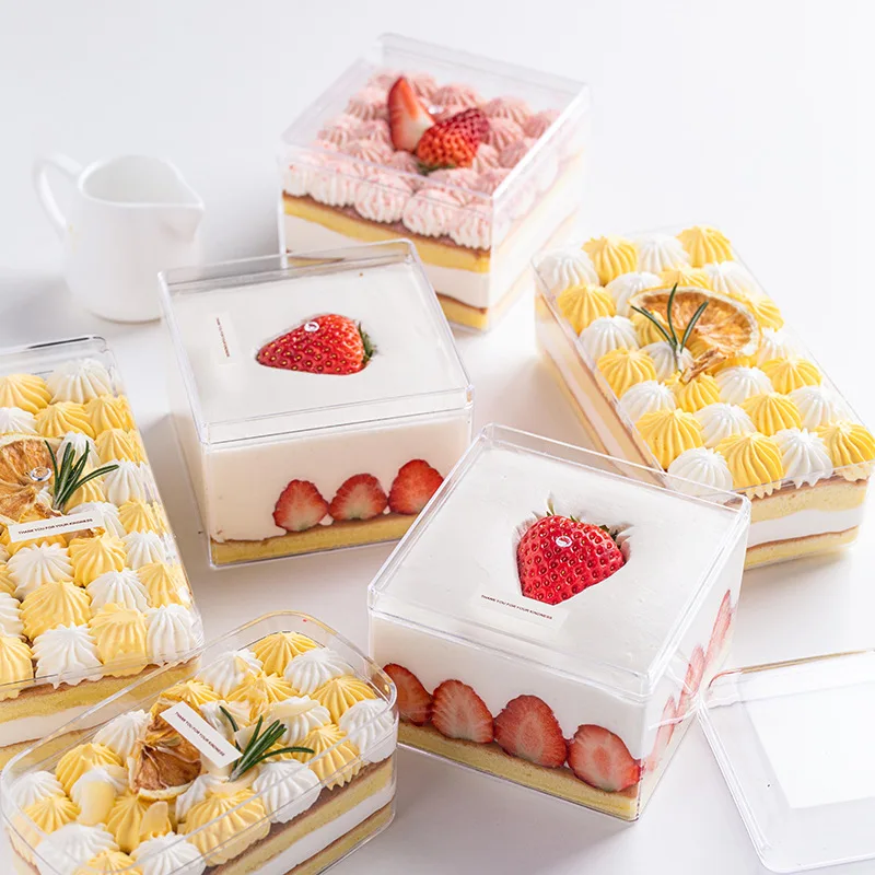 Popular Transparent Square Ps Plastic Tiramisu Dessert Storage ...