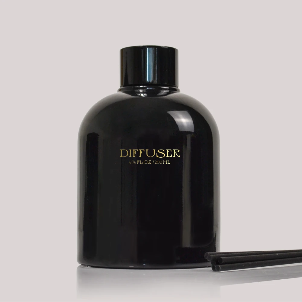 Custom Luxury 200ml Fragrance Black Empty Glass Reed Diffuser Bottle ...
