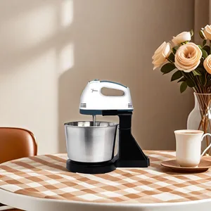 Small Desktop Electric Whisk and Flour Cream Mixing Baking Tools with Dough Hook and Mixing Bowl Handheld Accessories