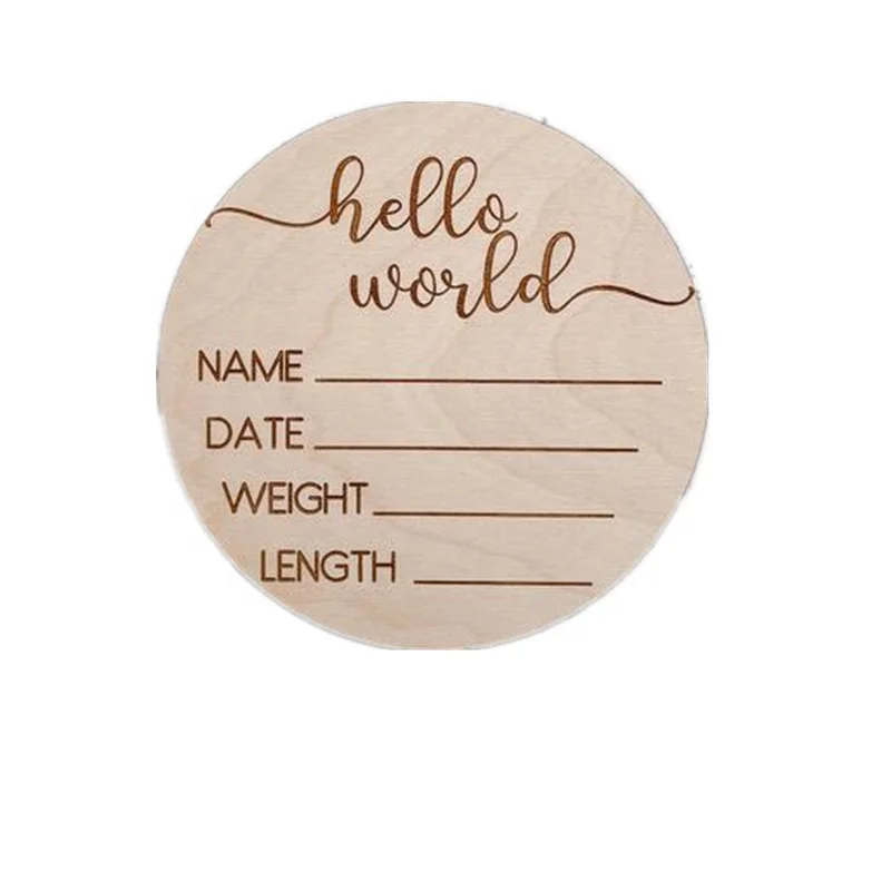 hot 2021 Newborn Baby Announcement Birth Stats Sign Hello World Wood Sign