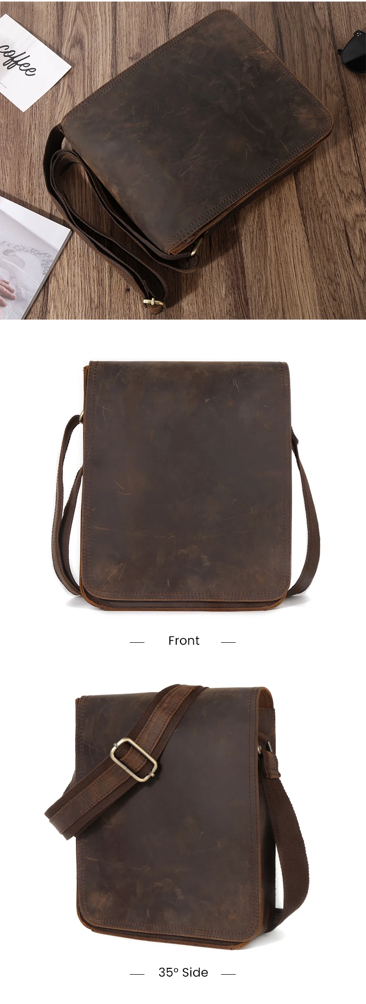 Men's Casual Genuine Leather Messenger Bag