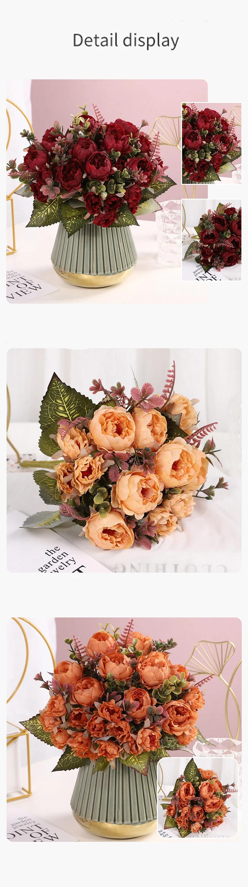 Silk Peony Bouquet Artificial Flowers For Home Wedding Centerpiece Decoration Buy Artificial