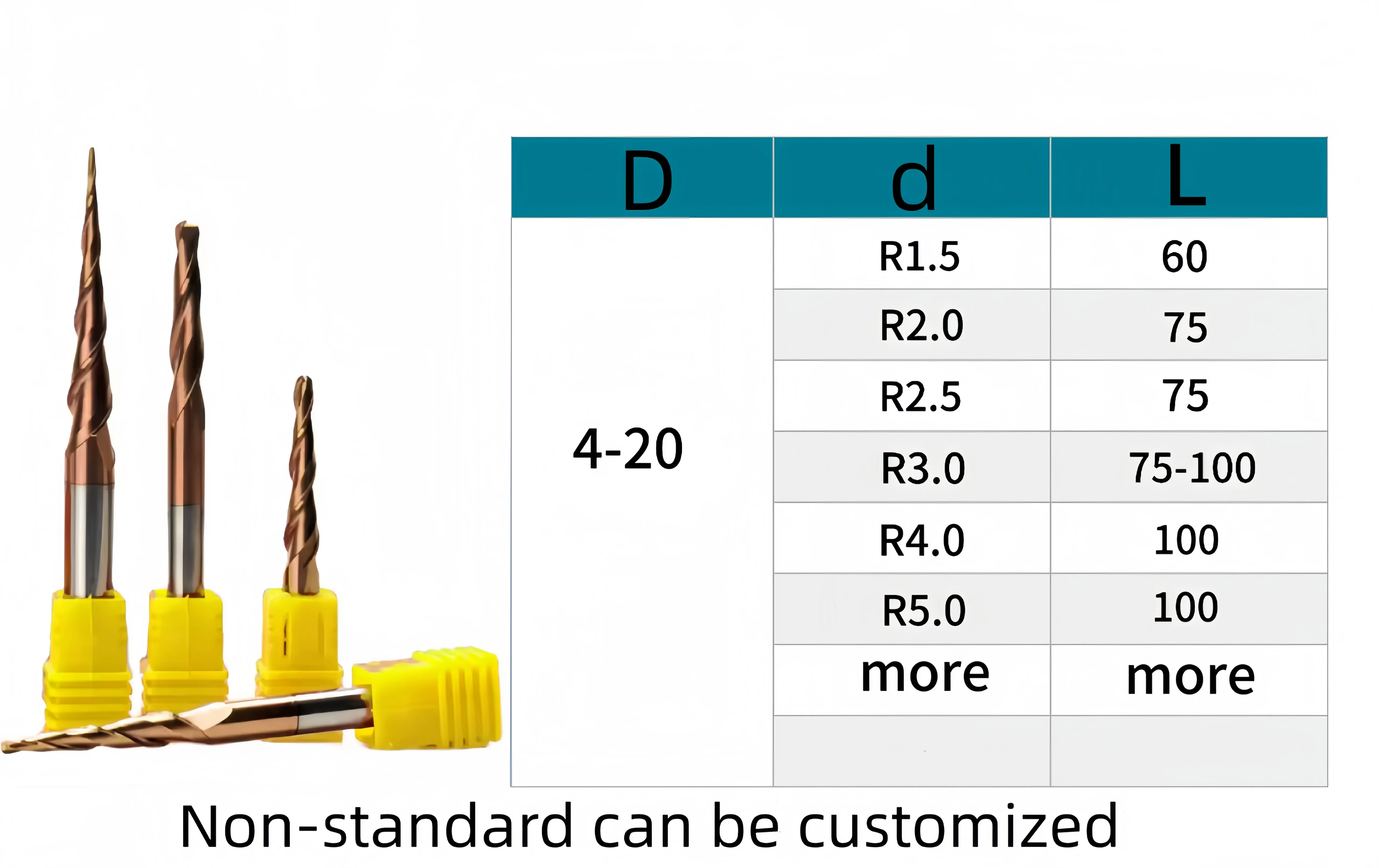 Popular Hot Sales Cnc Router Bit Carbide Conical Ball Nose End Mill Taper Milling Cutter For