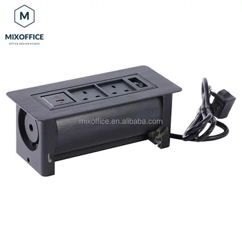 Electric Rotation Power Socket Desktop Socket Hidden Plug with Usb Ports Motorized Tabletop Media Power Data Socket