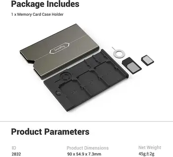 Smallrig Memory Card Case Holder Anti-Shock Anti-Fall and Scratch Suitable for SD/Micro SD/SIM Cards -2832 product image