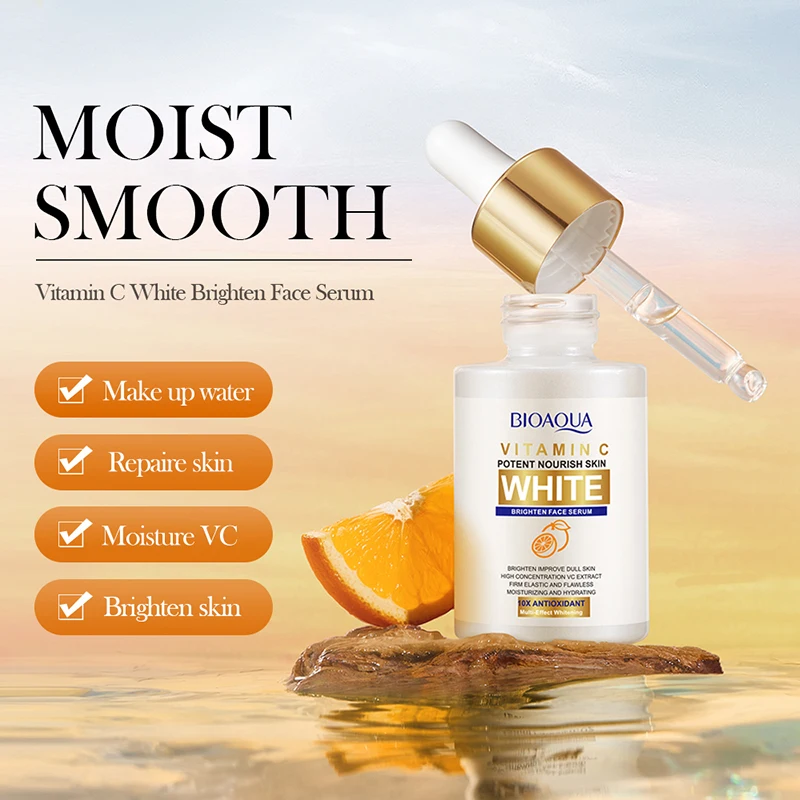 BIOAQUA Vitamin C Organic Extract Facial Serum Face Wash Skin Care Toner  Set Face Cream Whitening Body Lotion for Black Skin