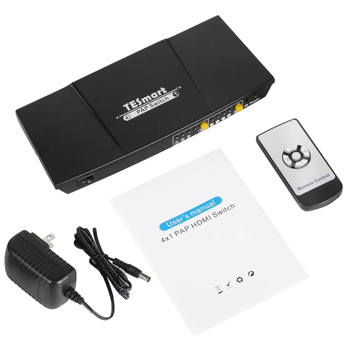 HDMI 4x1 Quad Multiviewer 1080P 4 Port HDMI Switch with Remote and Quad Screen View Function