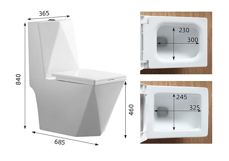 AIDI Modern Design Siphonic S-trap 300mm Bathroom Diamond Toilet Ceramic One Piece Toilet factory