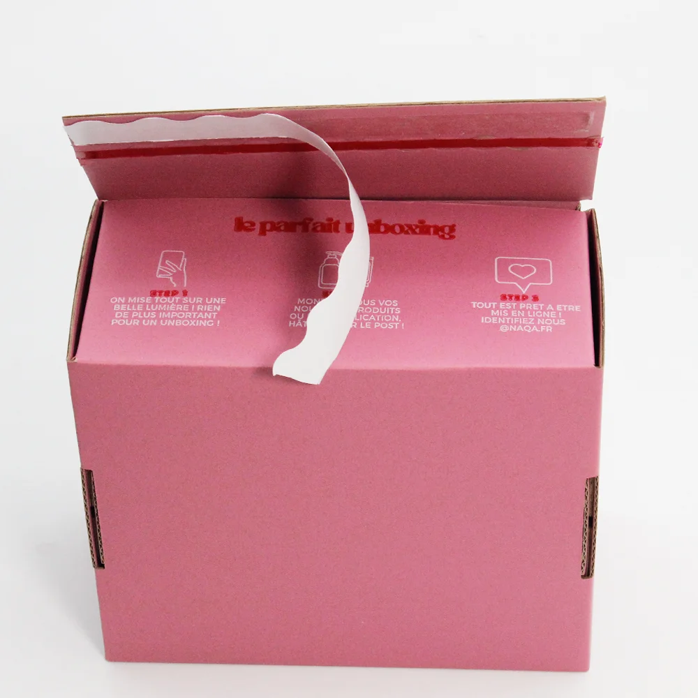 product eco friendly prime branded packing shipping kraft paper carton shipping mailer box clothes product pink cardboard gift packaging-7