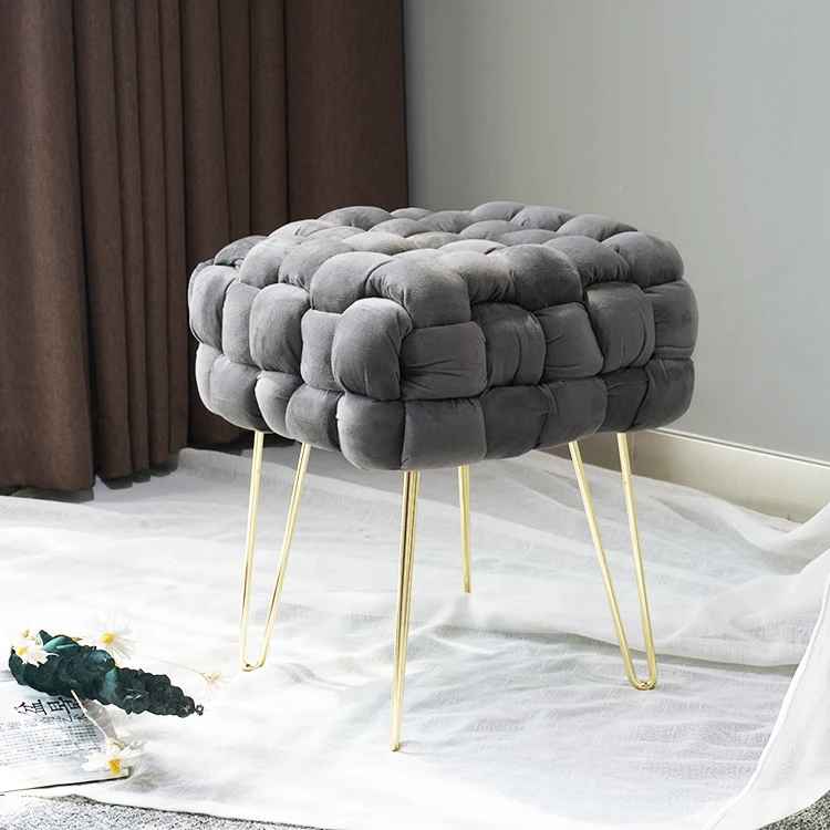 Nordic Furniture Modern Luxury Sofa Foot with Gold Stainless Steel Leg Ottoman Stool