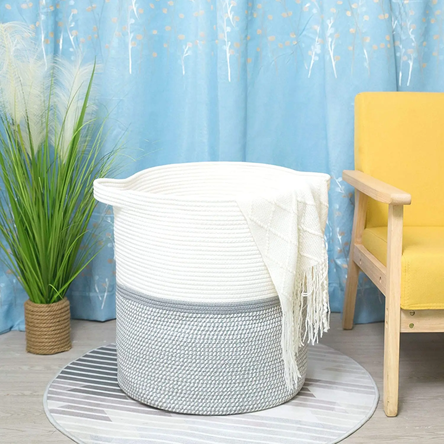 Очень большая корзина для белья из натурального хлопка