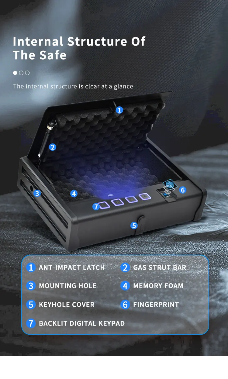 CEQSAFE Biometric Hand Gun Security Small Resistant Digital Safe Deposit Box factory