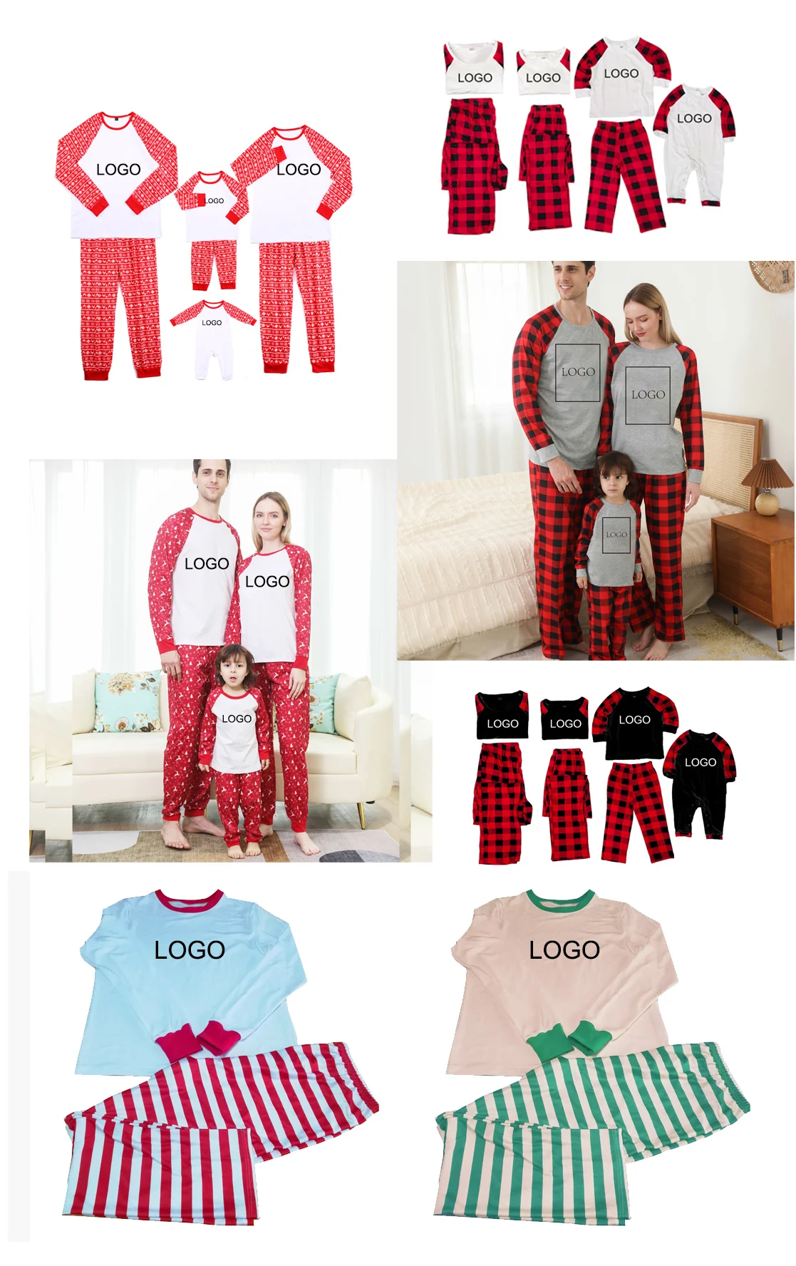 Christmas Pijamas Kids Baby Custom Blank Xmas Christmas Pajamas