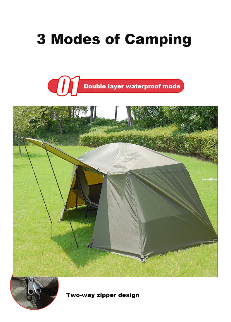Green 1 Man Fish Tent Adjustable Support Double Layer Heavy Rainproof
