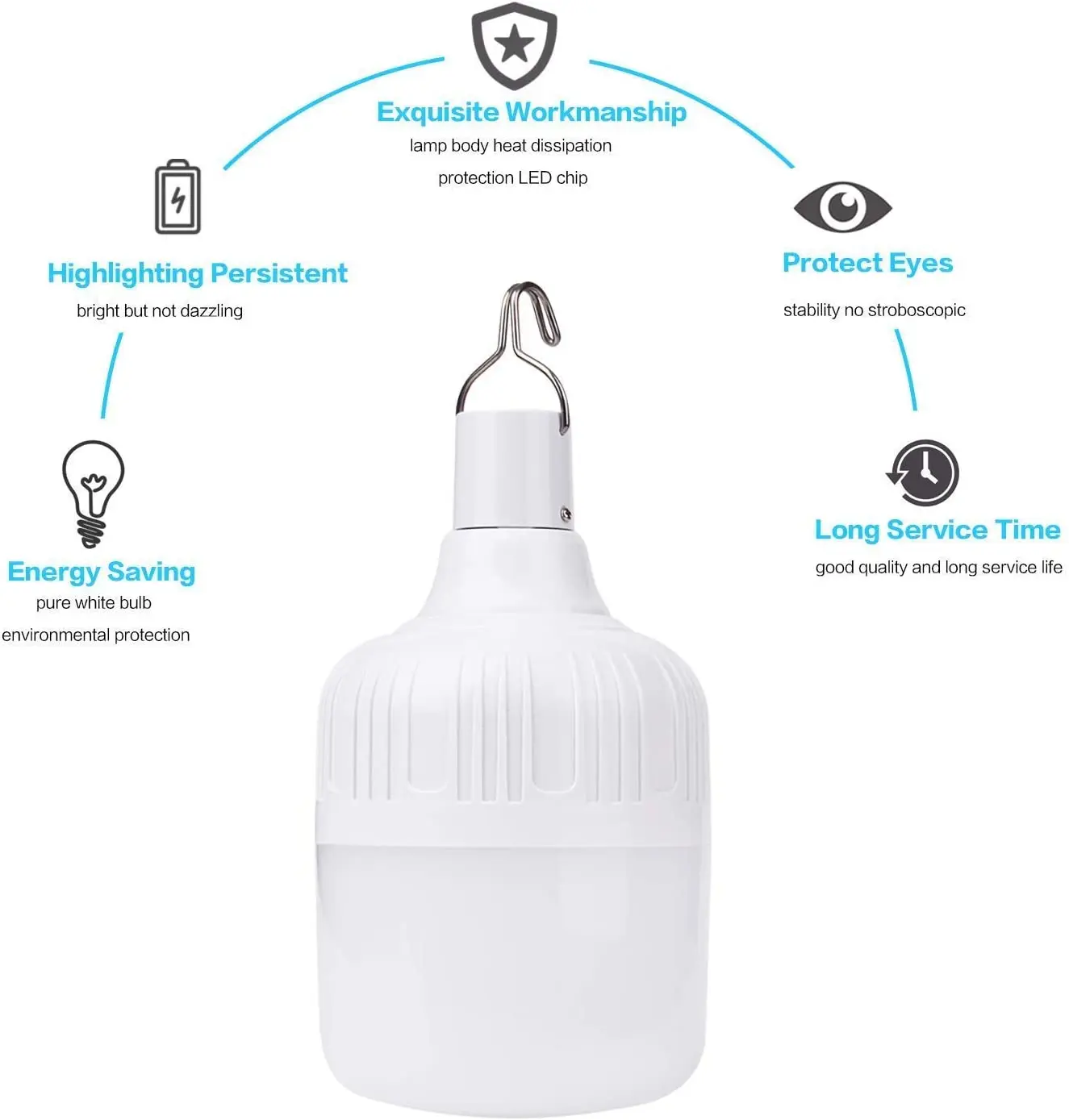 Home and outside night lighting 60w USB rechargeable emergency LED bulb light lamp