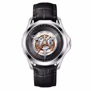 Factory Low MOQ New Design Luxury Leather Strap Automatic Mechanical Watch for Men