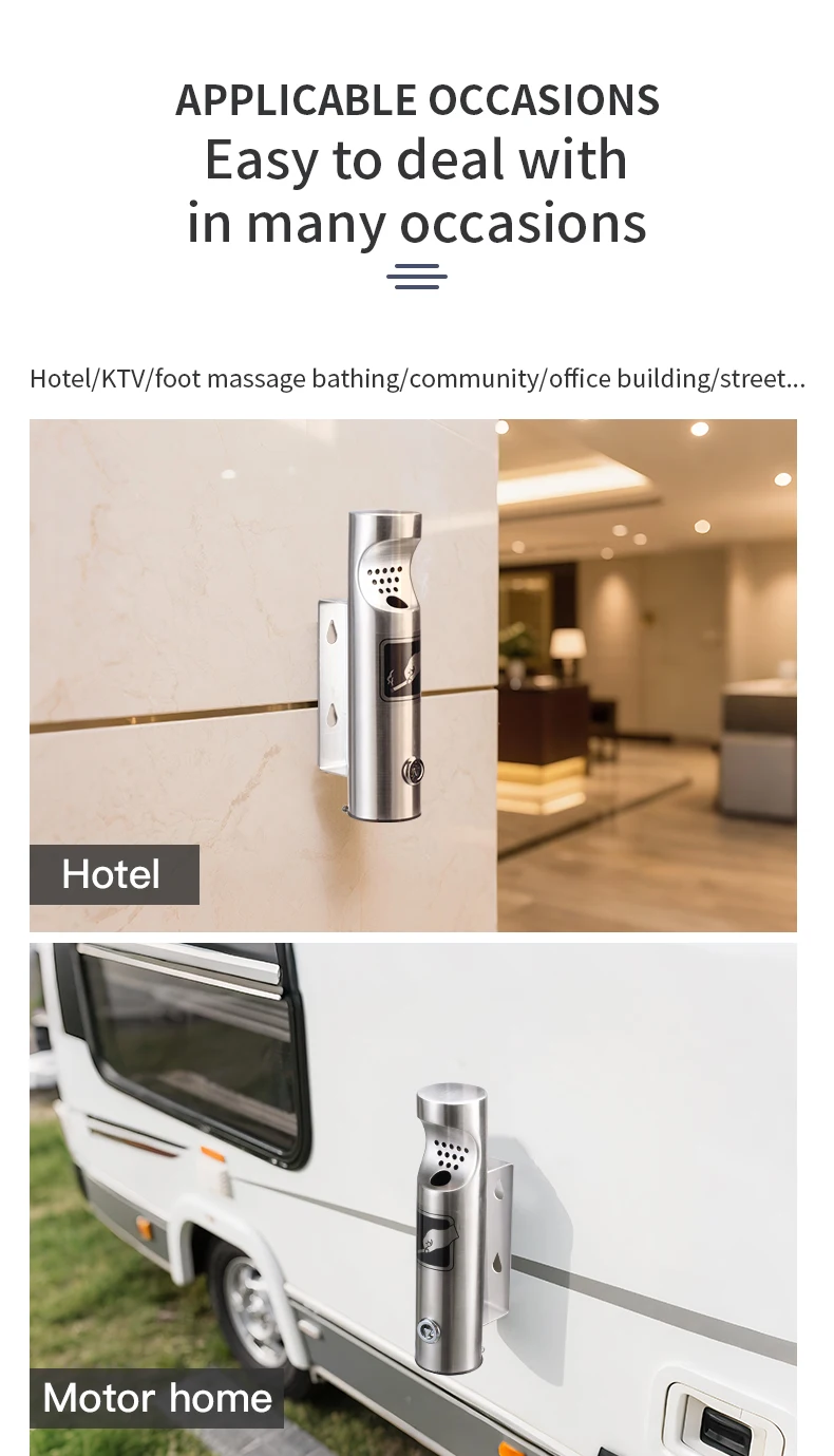 Wall Mounted Ashtrays for Outdoors Ashtray Stainless Steel Wall Ashtray with Lock for Patio, Restaurant, Hotel