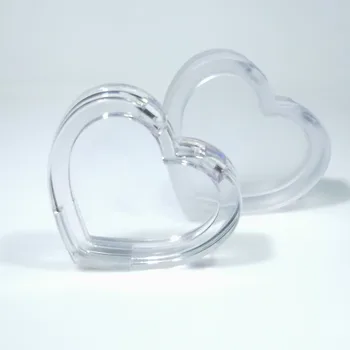 High quality custom logo private frosted lovely compact case  cosmetic  packaging clear  heart shape empty compact box  makeup