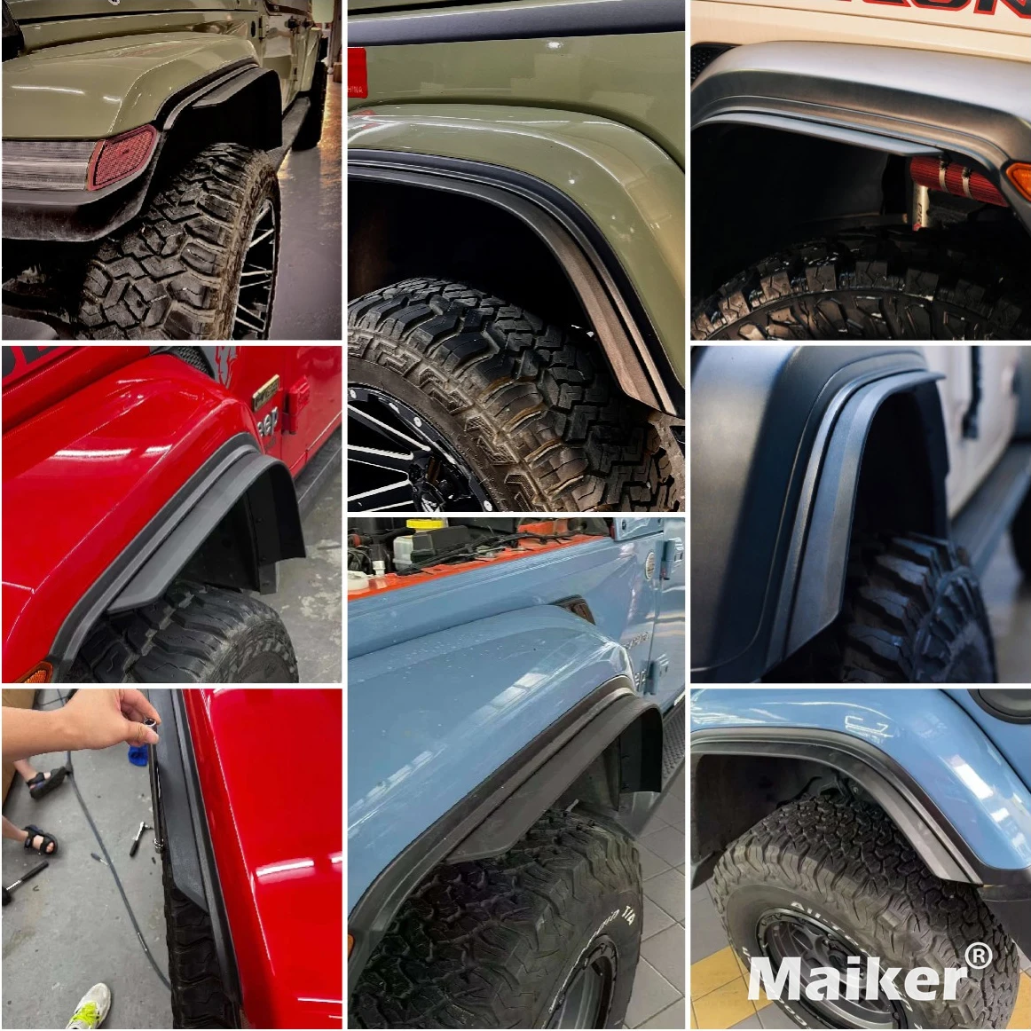 Original Low Fender Flares Extensions Trim With Rivet For Jeep Wrangler