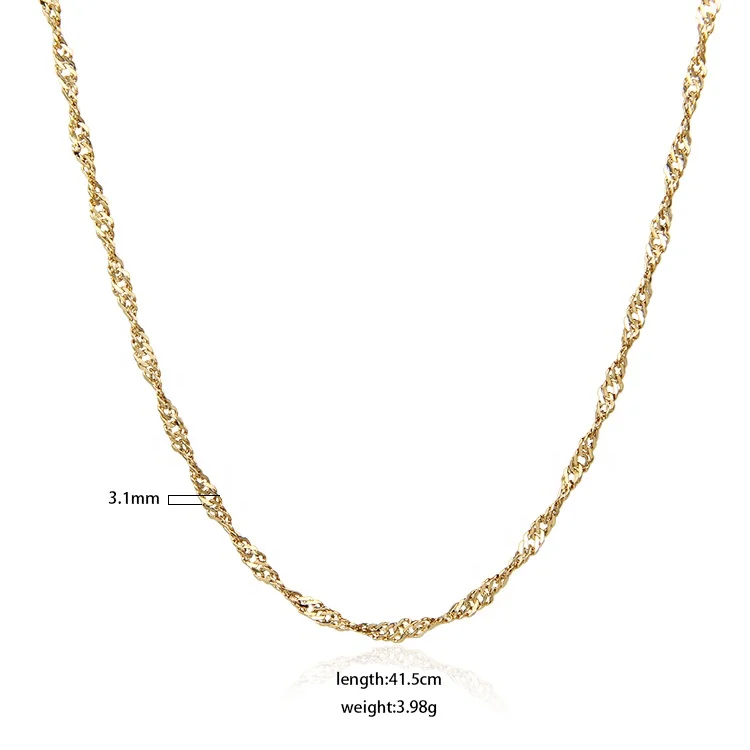 Stainless Steel Gold-plated Water Ripple Chain Necklace Simple Fashion ...