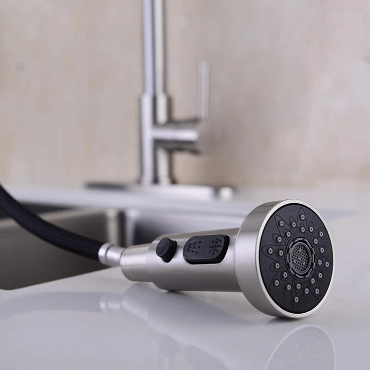 Grifo monomando semiprofesional extraíble para fregadero de cocina con resorte de acero inoxidable