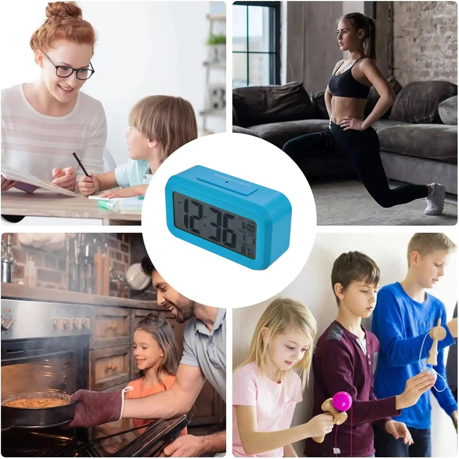 2024 New Multi Function LCD Desk Clock Function Digital Table Night Light Alarm Clock for Children Sleep