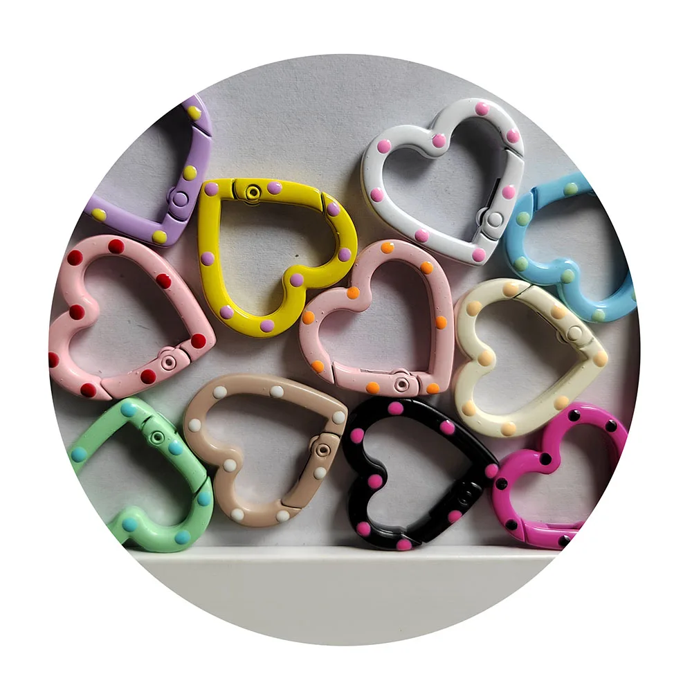 Heart Round Cat Bear Oval Shape Spring Clasp Openable Round Carabiner Keychain Clips Hook Dog Chain DIY Jewelry Buckle Connector