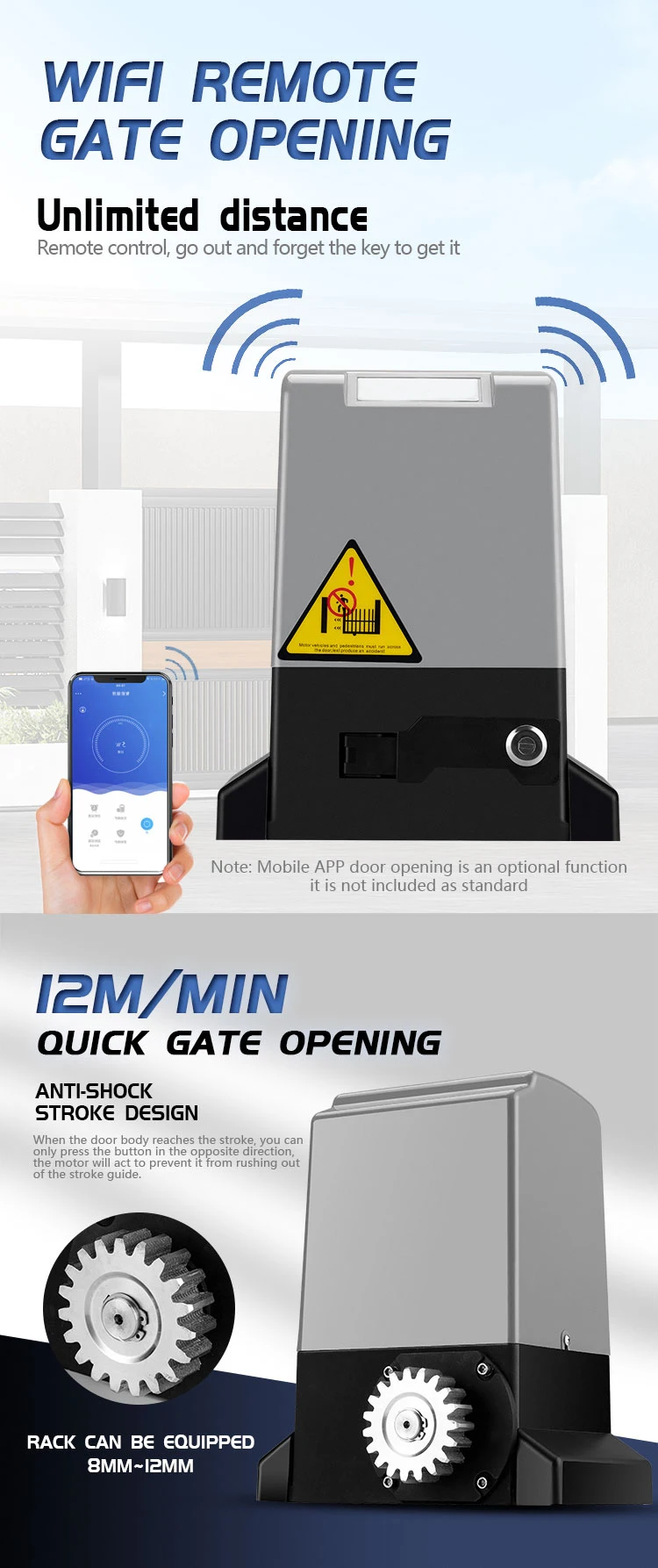 370w Electric Sliding Gate Motor For 600kg Sliding Door Electric Gate