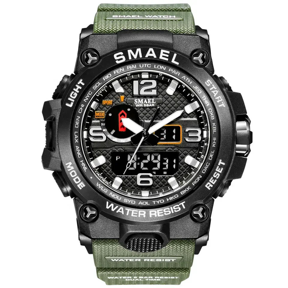 New Dual Display Multifunction Reloj Hombre 1545 Smael Digital Watches 2023  Sports Waterproof Quartz Smart Watch for Men