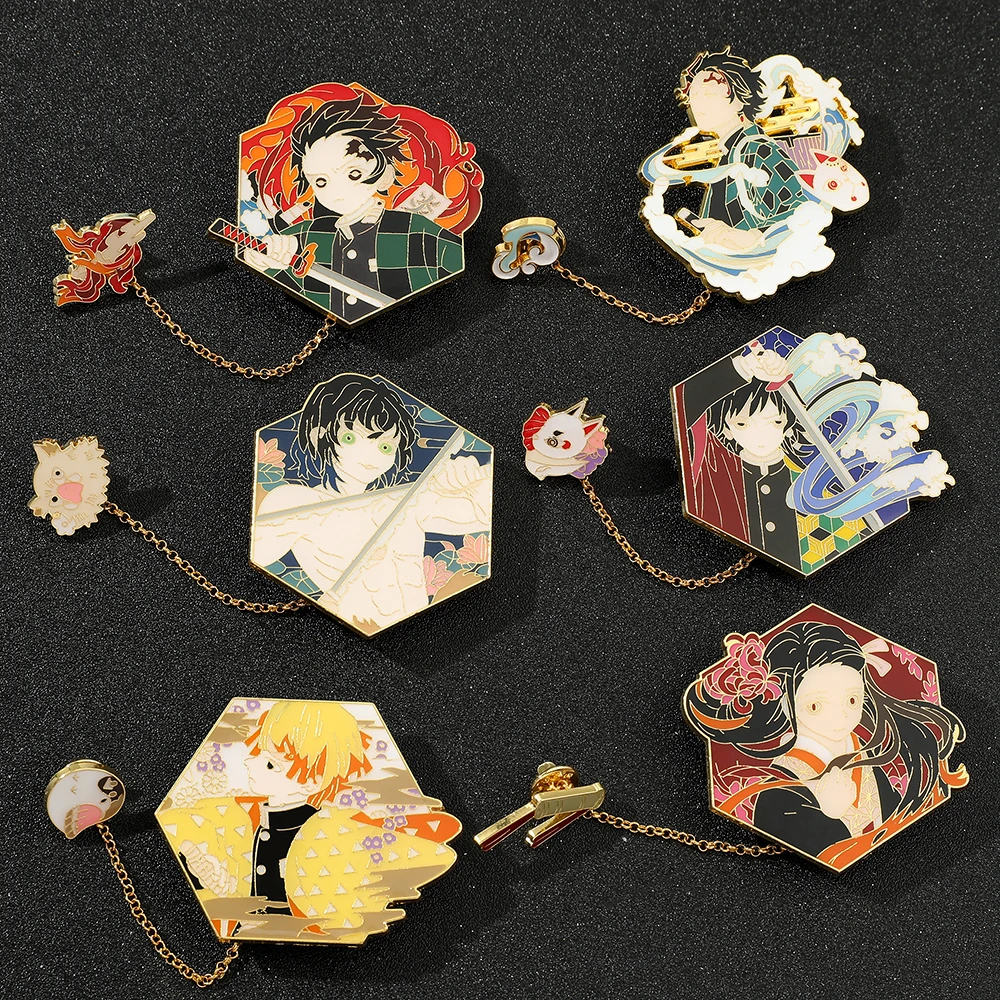 6 Styles Demon Slayer Kimetsu No Yaiba Cosplay Badge Anime Brooch Backpack  Lapel Pin For Anime Fans Gifts| Alibaba.com