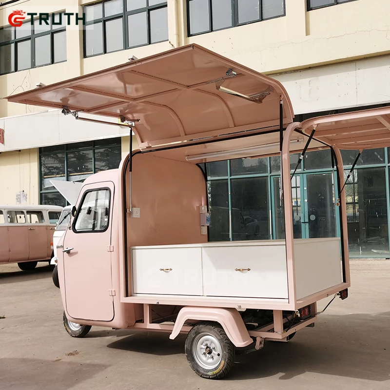 TRUTH Model Bread Oven Trailer Small Electric Outdoor Stainless Steel Mobile Coffee Tricycle 3 Wheel Food Cart
