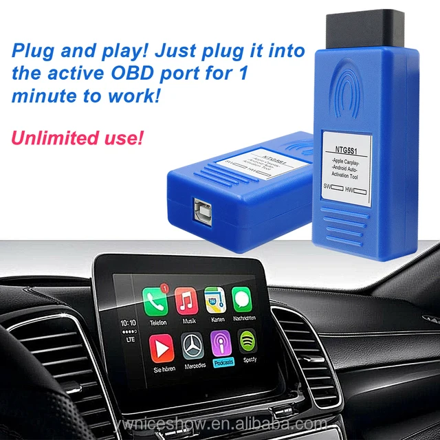 Vicall Car Activation Tool Safer for Apple CarPlay Android Auto Mercedes Benz NTG5 S1 Blue 