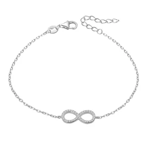 POLIVA Rhodium Plated Women Friendship Bracelets 925 Accessories Bracelet Bracelets, Bangles Charm Silver White Zircon Infinity