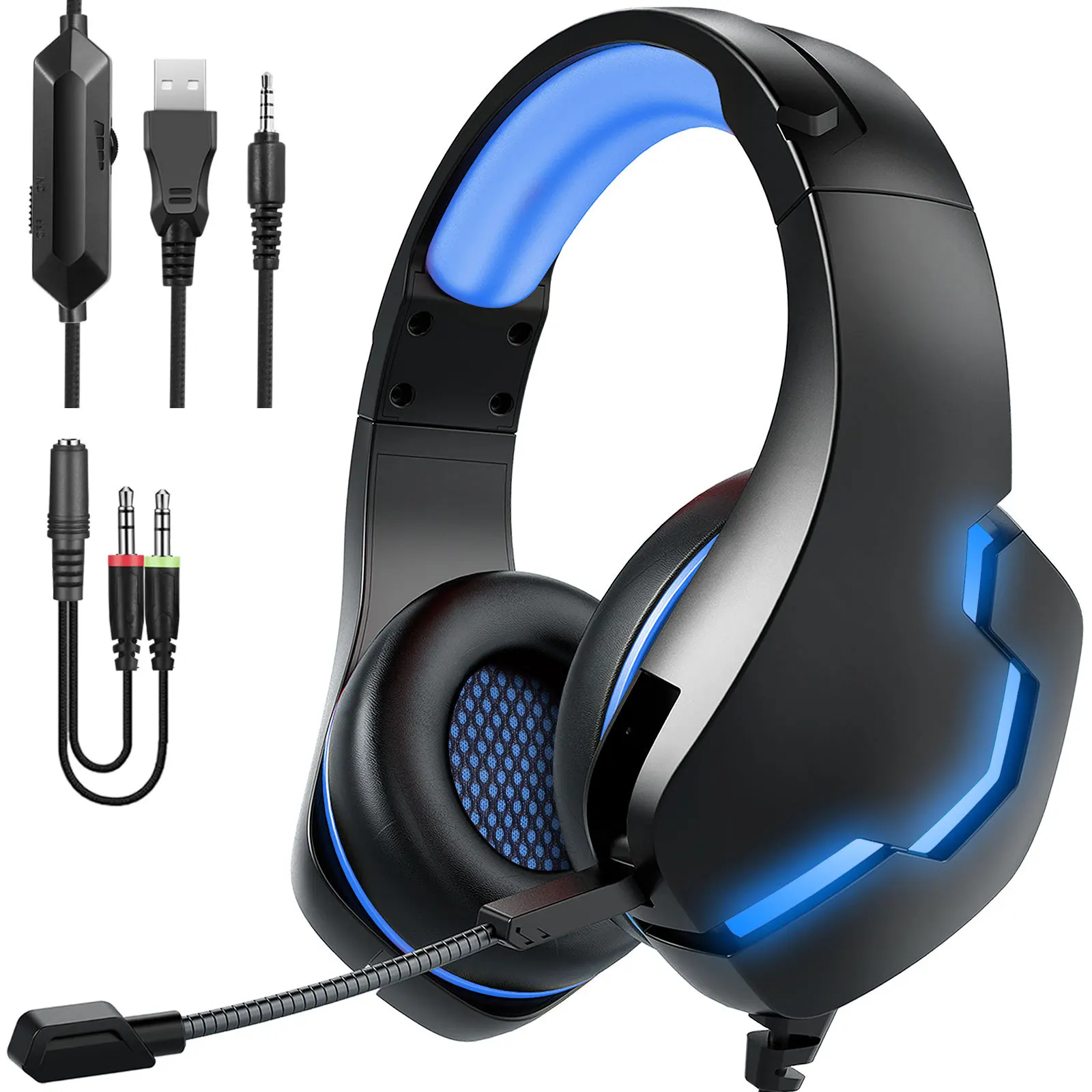 Pc Ps4 Xbox Headset With Hd Microphone Rgb Breathing Light 7.1 Stereo ...