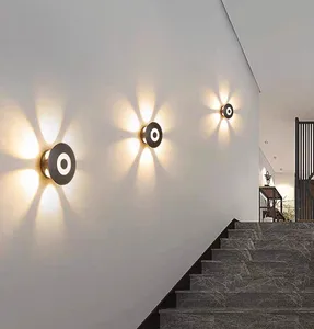 Iron Modern Minimalist LED Wall Lamps with Warm White Light for Living Room Bedroom Decor