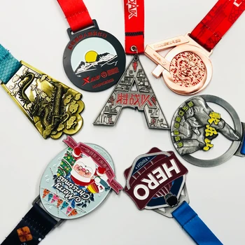 custom sport medal metallic Iron Zinc Alloy military running marathon medals and trophies lanyard league neck soccer miraculous